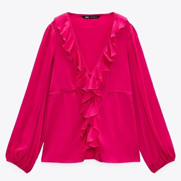 Zara Ruffled Pink Blouse - Picture 10 of 12